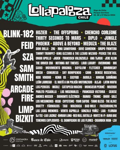 Revelan lineup de Lollapalooza: con Blink-182 y Arcade Fire a la cabeza y una nutrida presencia de la música urbana