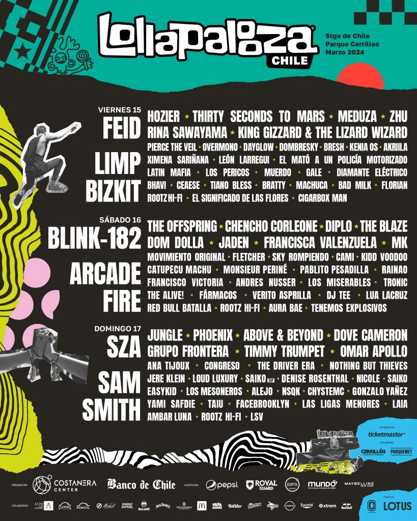 Line up Lollapalooza 2024 conoce a los artistas por día