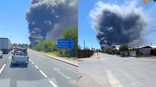 Gran incendio afecta a planta frutícola David del Curto en Requínoa