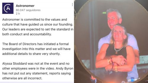 Empresa Astronomer saca la voz por infidelidad de CEO captada en concierto de Coldplay: Junta Directiva inició investigación