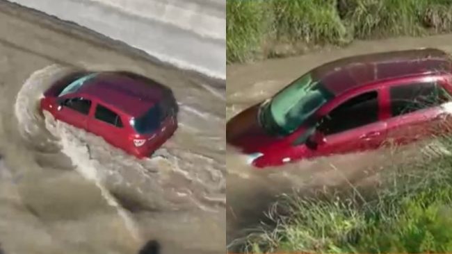 Pareja cayó con su auto al canal San Carlos en La Florida: Bomberos trabaja en el rescate del vehículo