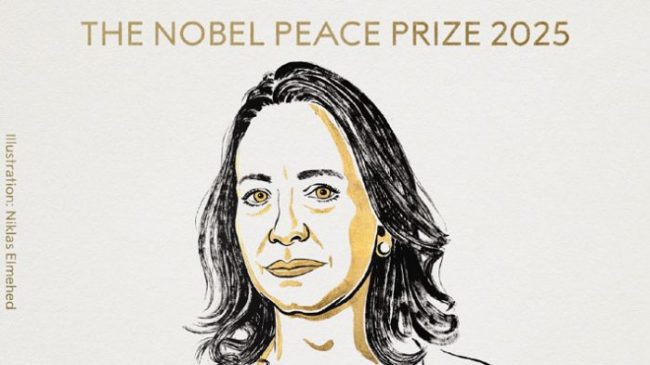 María Corina Machado recibe el Premio Nobel de la Paz 2025 por su lucha democrática en Venezuela