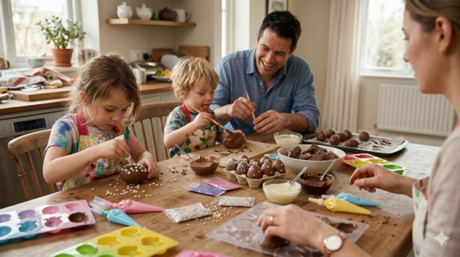 Pascua en familia: 3 ideas entretenidas para preparar huevos de chocolate con los niños