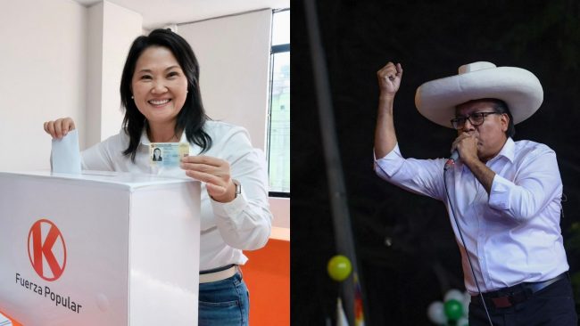 Menos de un punto separa a Fujimori y Sánchez en la elección presidencial peruana
