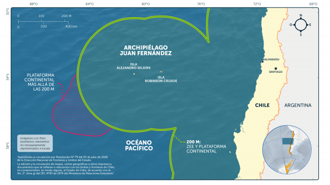 Chile presenta ante la ONU solicitud para ampliar en 71 mil km² la plataforma continental de Juan Fernández