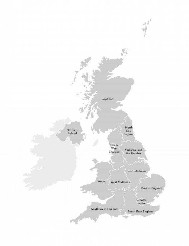 Mapa de Gran Bretaña. Créditos: Freepik