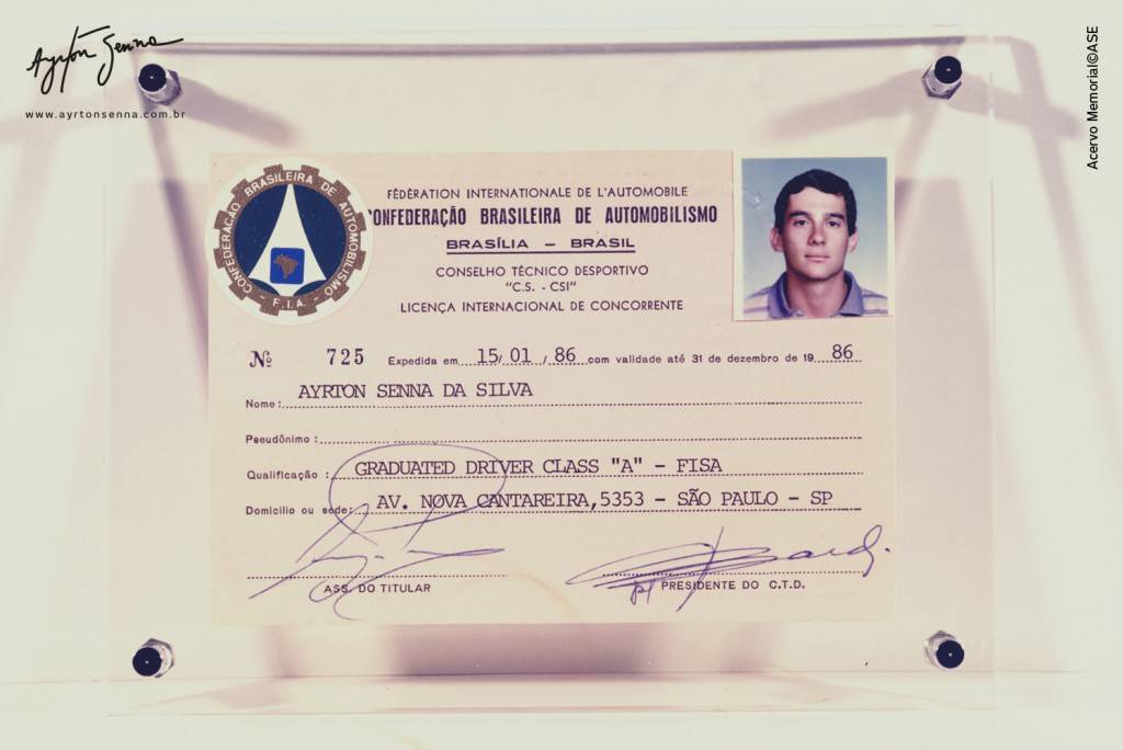 Licencia de corredor internacional de Senna. Créditos: www.ayrtonsenna,com.br