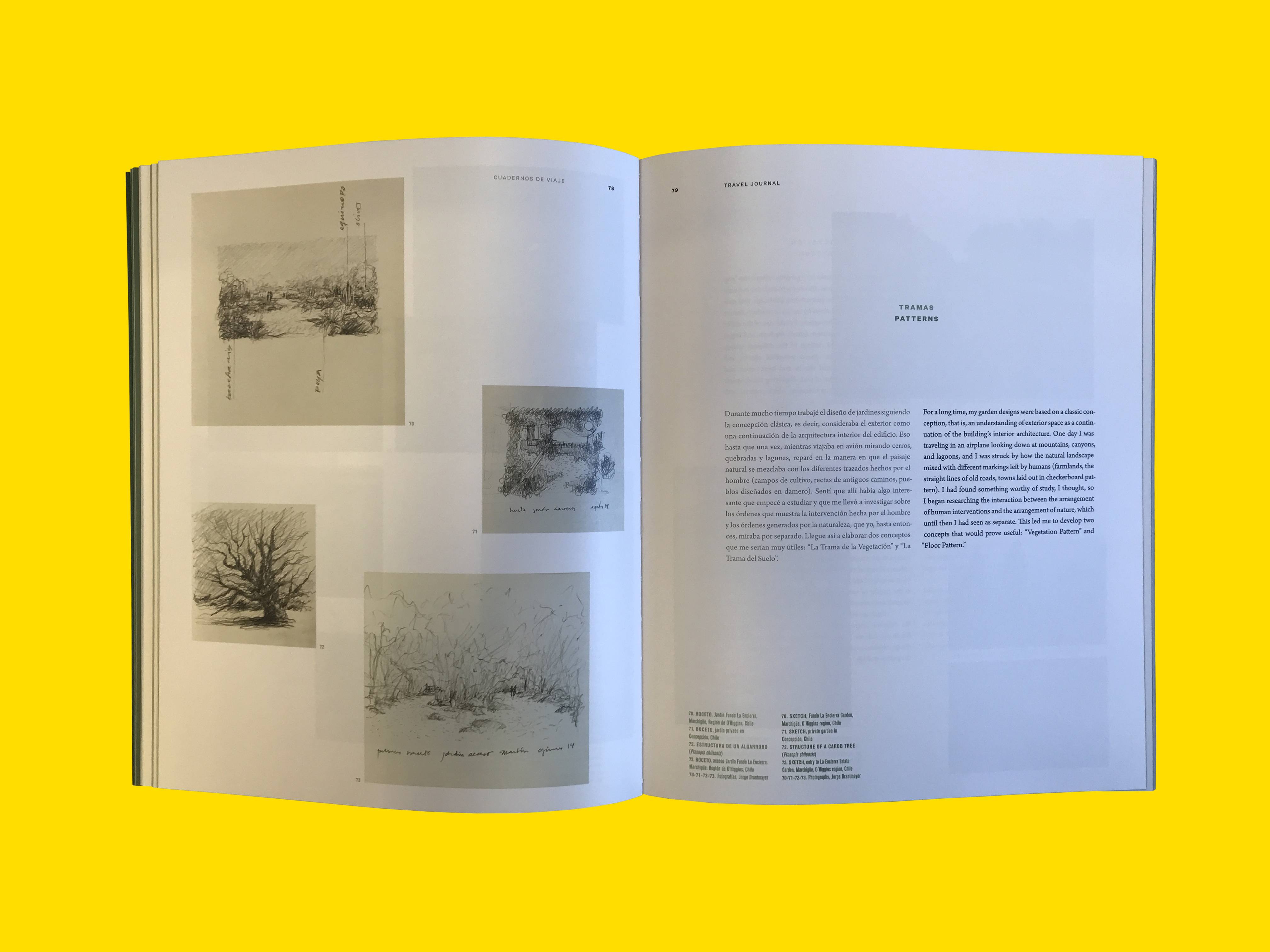 Páginas interiores de libro Jardines, de Juan Grim, de Ediciones ARQ.