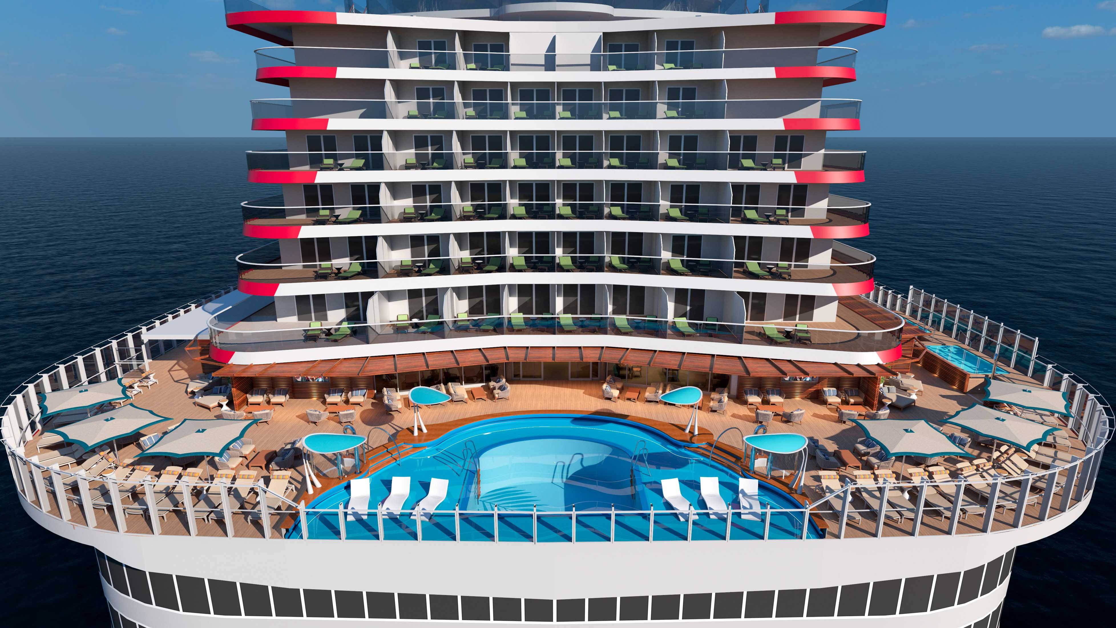 Además de las tradicionales piscinas, la atracción será una montaña rusa. Créditos: Carnival Cruise Line